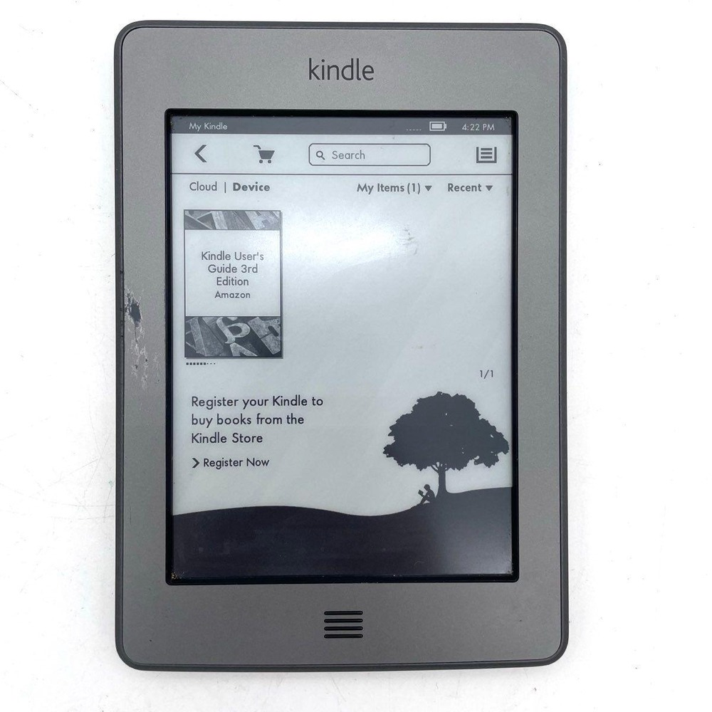 Amazon Kindle 4th Gen D01200 E-Reader Silver Grey Good With Case and Charger